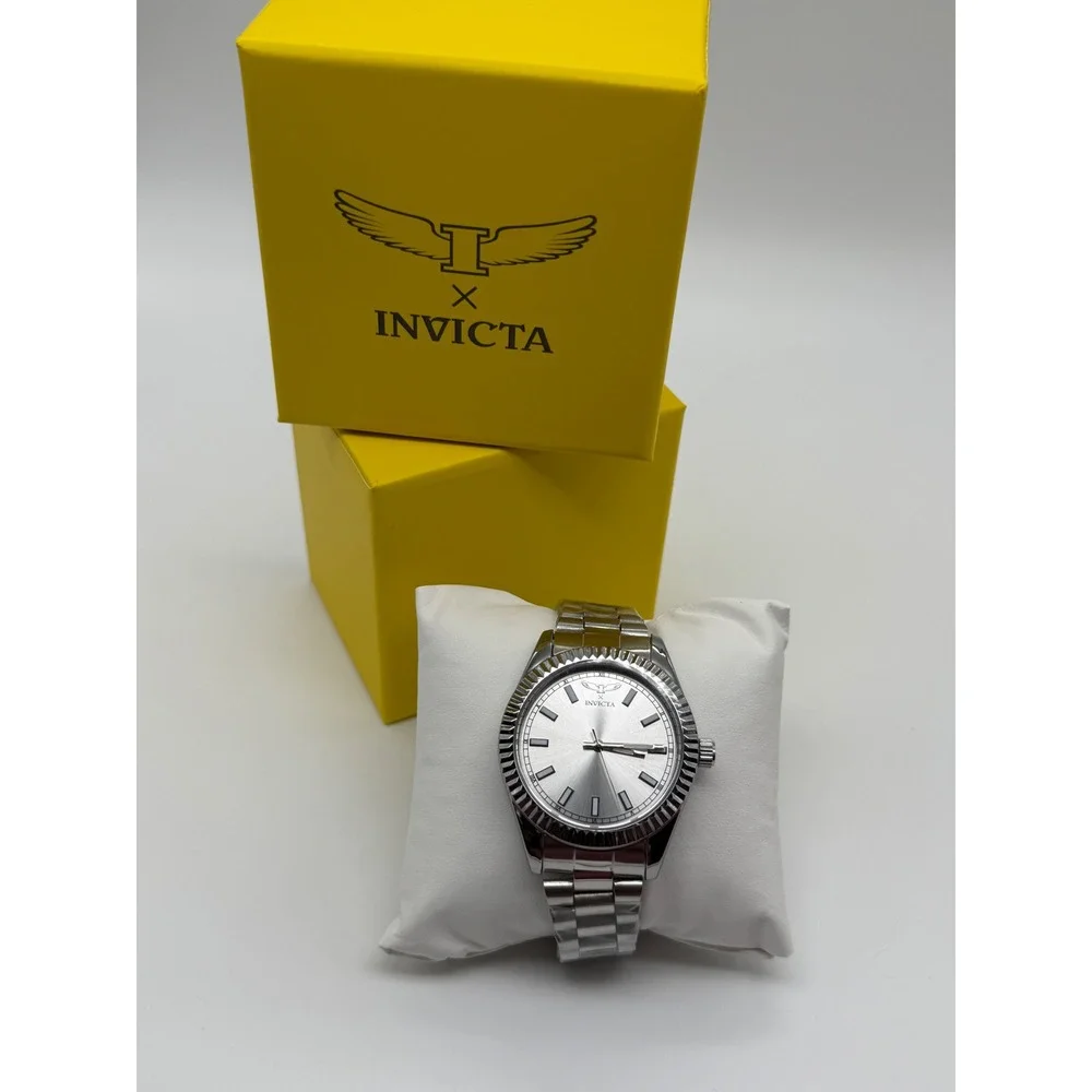 Invicta Specialty Mens Watch 69013 Silver Stainless Steel Fluted Bezel NIB